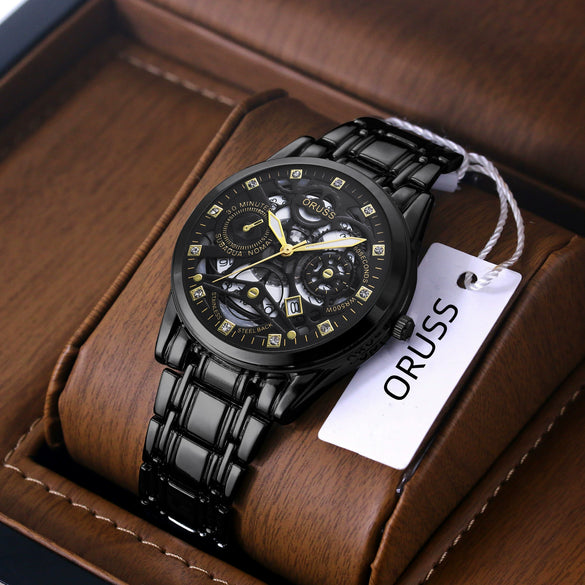 Wholesale Hollow Tourbillon Quartz Men's Watch Casual Style Alloy Case And Strap Round Dial