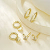 Wholesale Hoop Earrings Brass Real Gold Electroplated Peach Heart Butterfly Micro Inlaid Zircon