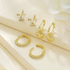 Wholesale Hoop Earrings Brass Real Gold Electroplated Peach Heart Butterfly Micro Inlaid Zircon