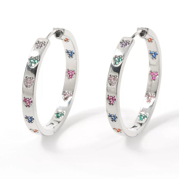 Wholesale Hoop Earrings Copper Inlaid Zircon Geometric Electroplated For Women
