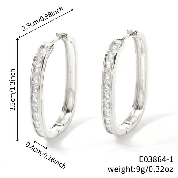 Wholesale Hoop Earrings Copper Inlaid Zircon Geometric Style Electroplated For Women