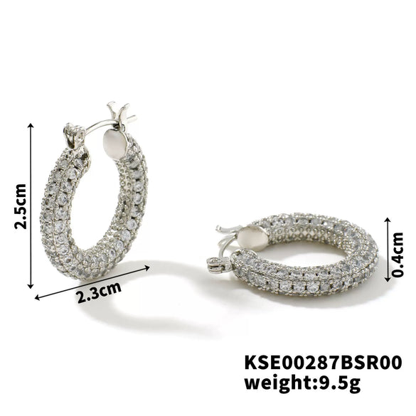 Wholesale Hoop Earrings Environmental Protection Copper Micropaved Zircon Diamond Flash Heavy Industry Electroplated Fashionable Elegant