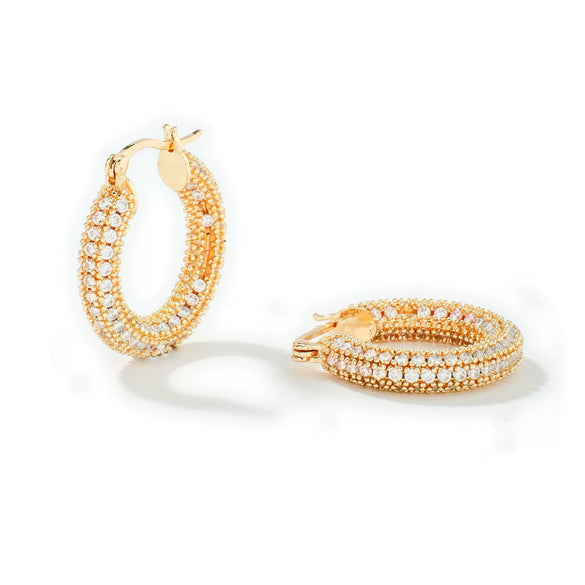 Wholesale Hoop Earrings Environmental Protection Copper Micropaved Zircon Diamond Flash Heavy Industry Electroplated Fashionable Elegant