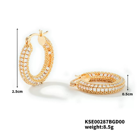 Wholesale Hoop Earrings Environmental Protection Copper Micropaved Zircon Diamond Flash Heavy Industry Electroplated Fashionable Elegant