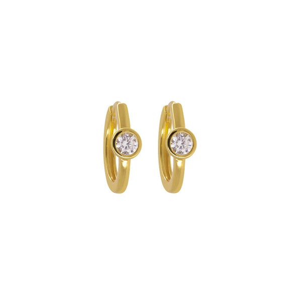 Wholesale Hoop Earrings For Women Copper Plated With Real Gold Retro Geometric Zircon Style