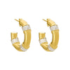 Wholesale Hoop Earrings For Women Copper Plated With Real Gold Retro Geometric Zircon Style