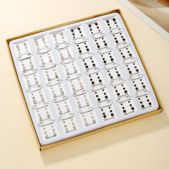 Wholesale Hypoallergenic Women's Rhinestone Geometric Original Design Electroplated Earring Sets