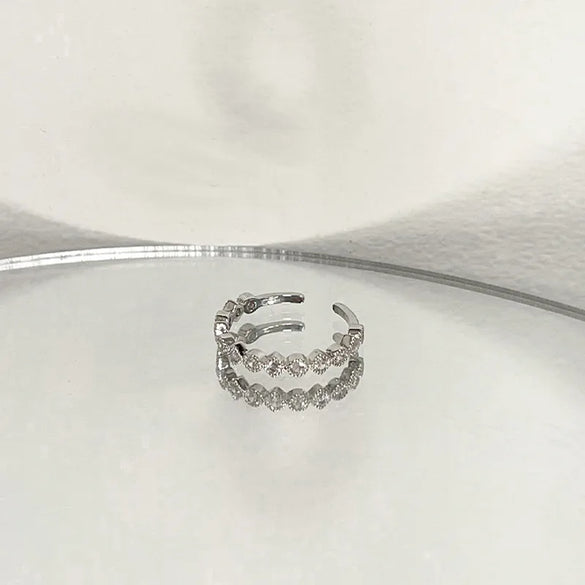 Wholesale IG Style Bow Knot Copper Plating Inlay Zircon Open Rings