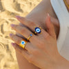 Wholesale Ig Style Devil's Eye Stainless Steel Enamel Plating 18k Gold Plated Rings