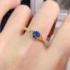 Wholesale Imitation Natural London Blue Topaz Opening Ring For Women Copper Material With Geometric Design