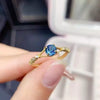 Wholesale Imitation Natural London Blue Topaz Opening Ring For Women Copper Material With Geometric Design