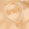 Wholesale Imitation Pearl And Alloy Ball Bead Chain Bow Collarbone Necklace With Electroplating Treatment Light Luxury Style