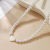 Wholesale Imitation Pearl And Alloy Heart Shape Handmade Necklace With Snake Bone Chain