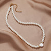 Wholesale Imitation Pearl And Alloy Heart Shape Handmade Necklace With Snake Bone Chain