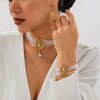 Wholesale Imitation Pearl Beaded Clavicle Necklace With Flower Pattern And Rhinestone Pendant In Retro Style For Women