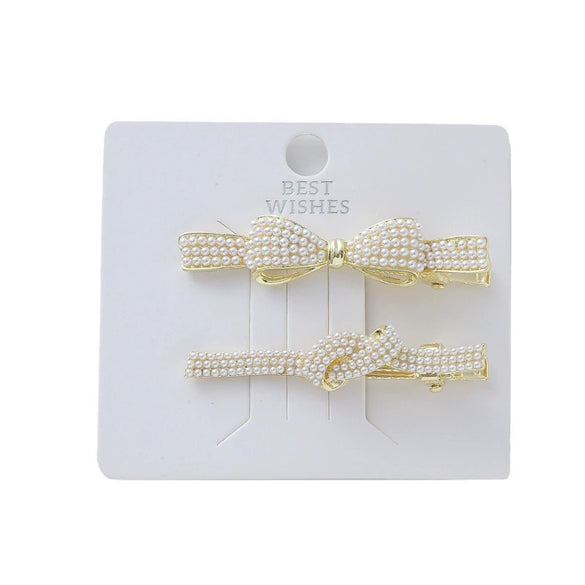 Wholesale Imitation Pearl Bow Handmade Duckbill Hairpin For Women's Hair Accessories
