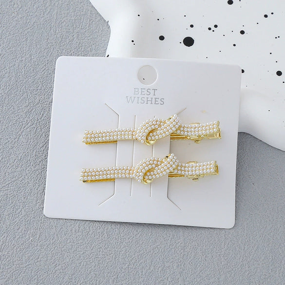 Wholesale Imitation Pearl Bow Handmade Duckbill Hairpin For Women's Hair Accessories