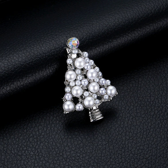 Wholesale Imitation Pearl Christmas Tree Brooch Electroplated Female Fashion Jewelry
