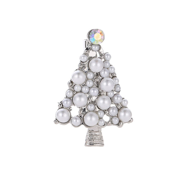 Wholesale Imitation Pearl Christmas Tree Brooch Electroplated Female Fashion Jewelry