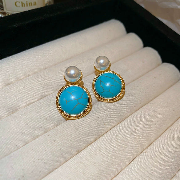 Wholesale Imitation Pearl Drop Shape Earrings French Retro Style Set With Pearls For Women