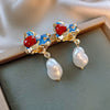 Wholesale Imitation Pearl Drop Shape Earrings French Retro Style Set With Pearls For Women