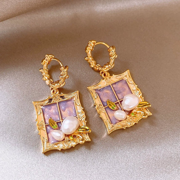 Wholesale Imitation Pearl Drop Shape Earrings French Retro Style Set With Pearls For Women