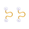 Wholesale Imitation Pearl Ear Clip Cold Niche Style Titanium Steel 18K Gold Plated Geometric Design