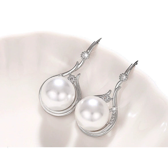 Wholesale Imitation Pearl Earrings Light Luxury Style Geometric U Shaped Pearl Inlaid