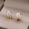 Wholesale Imitation Pearl Earrings With Geometric Pattern And Electroplating Light Luxury Style