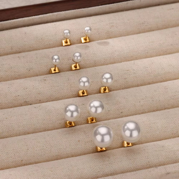 Wholesale Imitation Pearl Earrings With Geometric Pattern And Electroplating Light Luxury Style