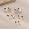 Wholesale Imitation Pearl Earrings With Geometric Pattern And Electroplating Light Luxury Style
