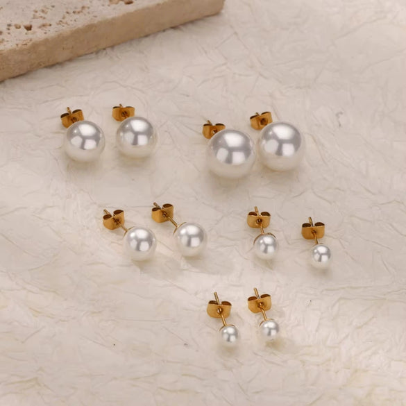 Wholesale Imitation Pearl Earrings With Geometric Pattern And Electroplating Light Luxury Style