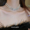 Wholesale Imitation Pearl Flower Handmade Double Layer Clavicle Necklace Fashion Elegant Light Luxury For Women