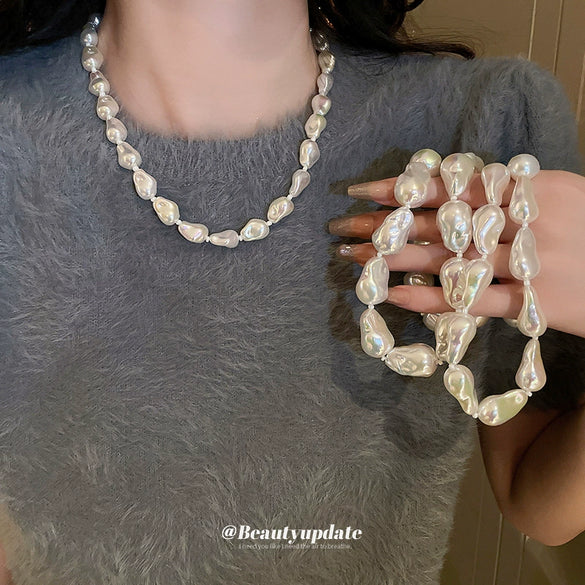 Wholesale Imitation Pearl Geometric Handmade Women's Clavicle Chain Necklace
