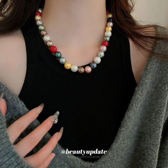 Wholesale Imitation Pearl Geometric Necklace With Pearl Inlaid Design For Women