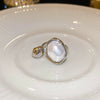 Wholesale Imitation Pearl Geometric Open Ring With Gold Plating For Women In Light Luxury Style