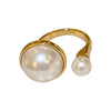 Wholesale Imitation Pearl Geometric Open Ring With Gold Plating For Women In Light Luxury Style