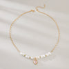 Wholesale Imitation Pearl Geometric Pendant Necklace With Electroplating Retro Elegant Style For Women