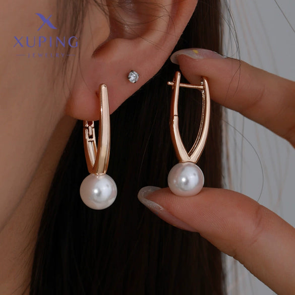 Wholesale Imitation Pearl Geometric Vintage Style Electroplated Earrings For Women