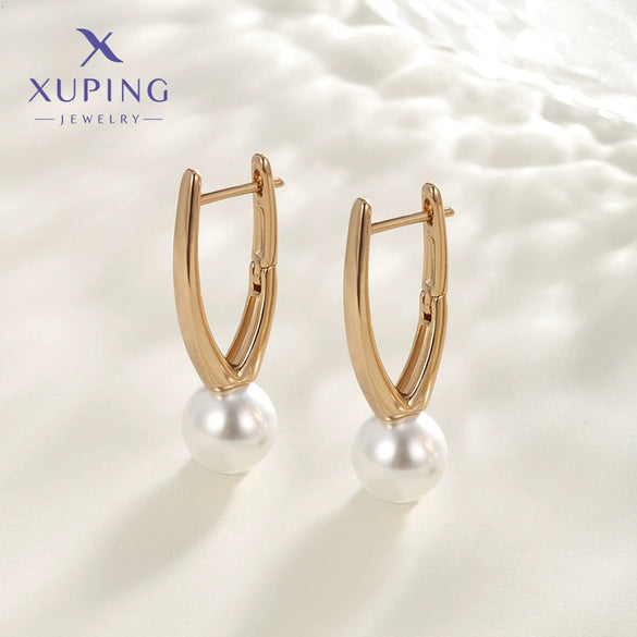 Wholesale Imitation Pearl Geometric Vintage Style Electroplated Earrings For Women