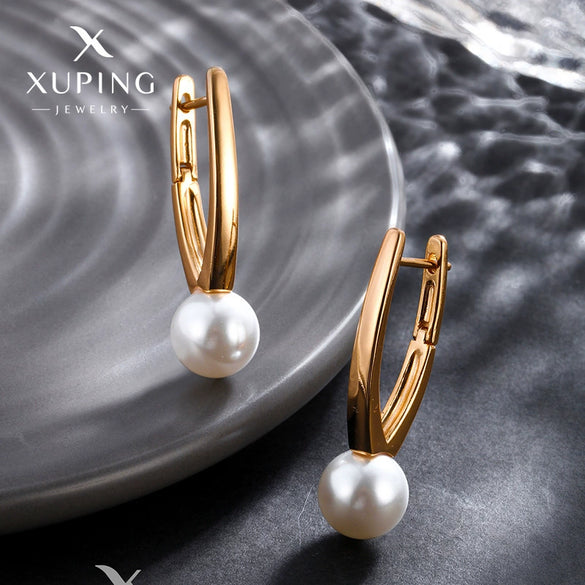Wholesale Imitation Pearl Geometric Vintage Style Electroplated Earrings For Women