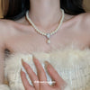 Wholesale Imitation Pearl Geometric Water Drop Pendant Handmade Necklace For Women Elegant Light Luxury Jewelry
