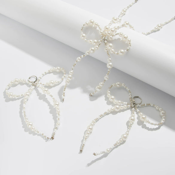 Wholesale Imitation Pearl Handmade Bow Necklace For Women