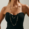 Wholesale Imitation Pearl Long Necklace Retro Style Geometric Star Cross Chain Electroplated