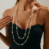 Wholesale Imitation Pearl Long Necklace Retro Style Geometric Star Cross Chain Electroplated