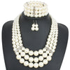 Wholesale Imitation Pearl Multilayered Necklace Set With Snake Bone Chain Geometric Style For Women