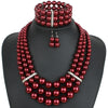 Wholesale Imitation Pearl Multilayered Necklace Set With Snake Bone Chain Geometric Style For Women