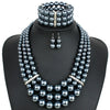 Wholesale Imitation Pearl Multilayered Necklace Set With Snake Bone Chain Geometric Style For Women