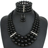 Wholesale Imitation Pearl Multilayered Necklace Set With Snake Bone Chain Geometric Style For Women