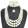 Wholesale Imitation Pearl Multilayered Necklace Set With Snake Bone Chain Geometric Style For Women